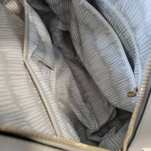 Light Gray Satchel Handbag Vegan Leather   Includes Crossbody Strap NWOT - Picture 9 of 13